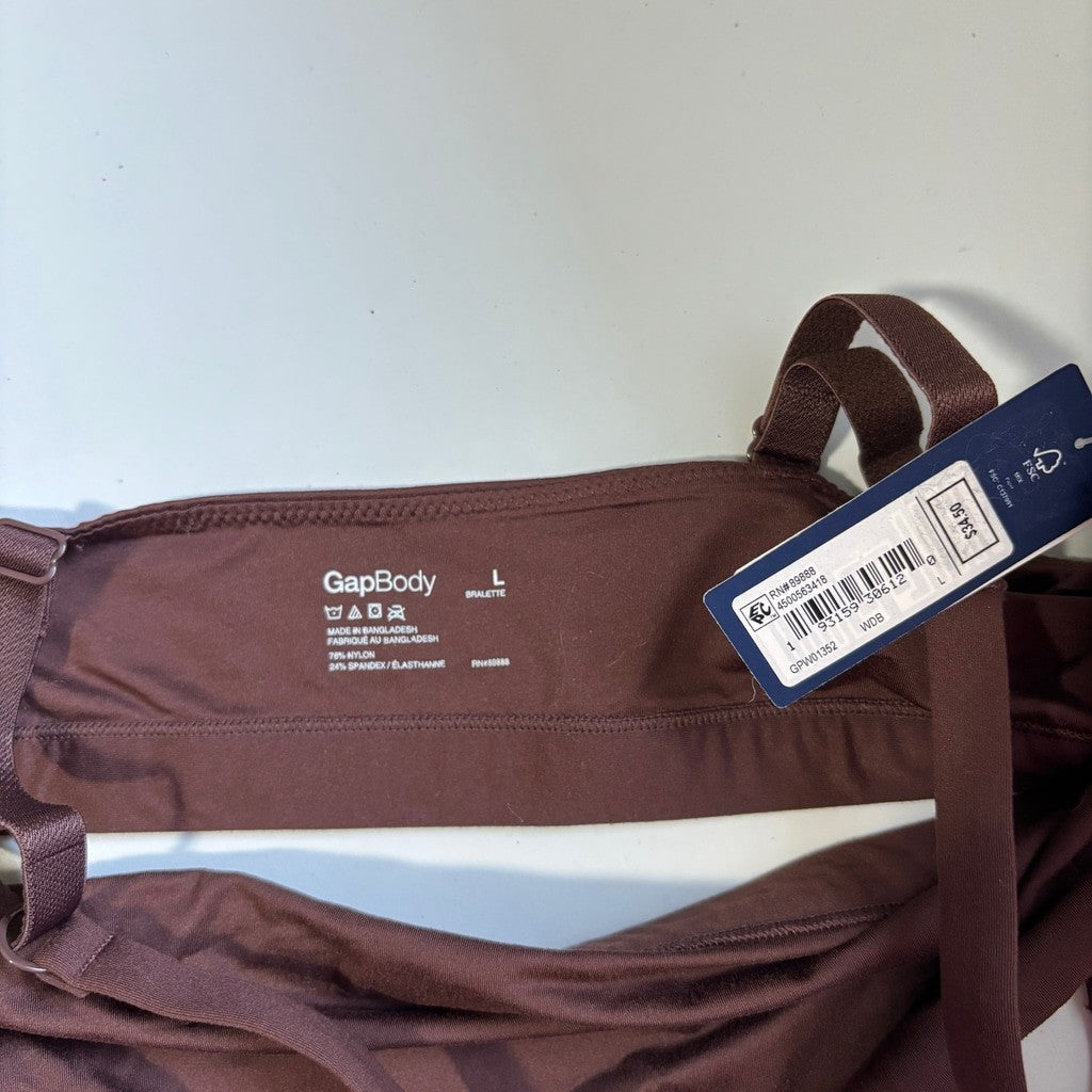 GAP GapBody Women's Large Dark Brown Super Stretch Scoop Bralette NWT