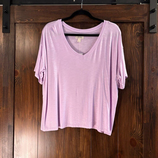 Style & Co. Size Large Pink / Purple Drapey V-Neck Casual T-Shirt NWT