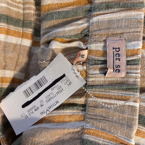 Per Se Medium Casual Brown Cuffed Drawstring Shorts NWT