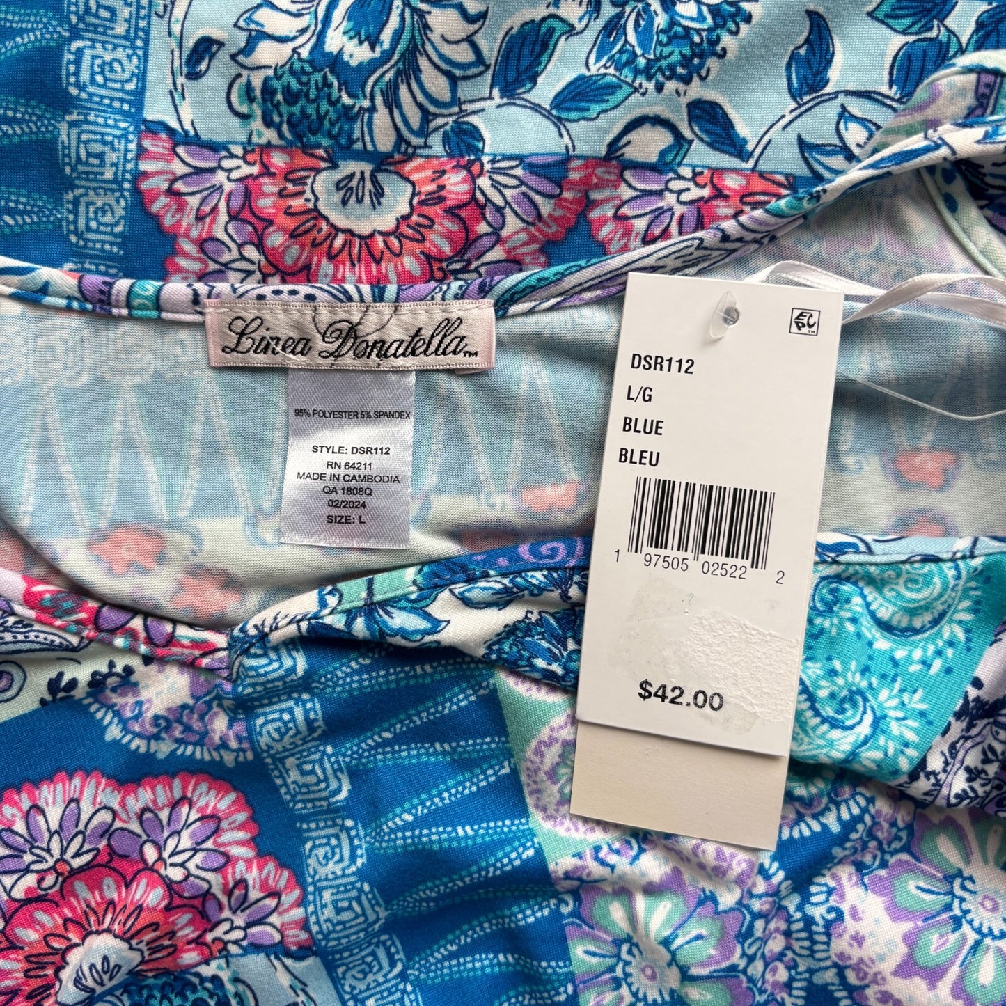 Linea Donatella Women's Blue Printed Sleeveless Chemise / Pajama Dress NWT