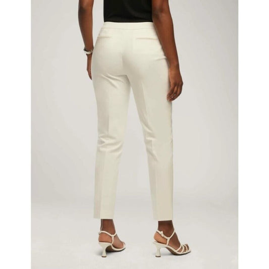 Anne Klein 4 Dress Pants Bowie Double-Weave Straight-Leg High Rise White NWT