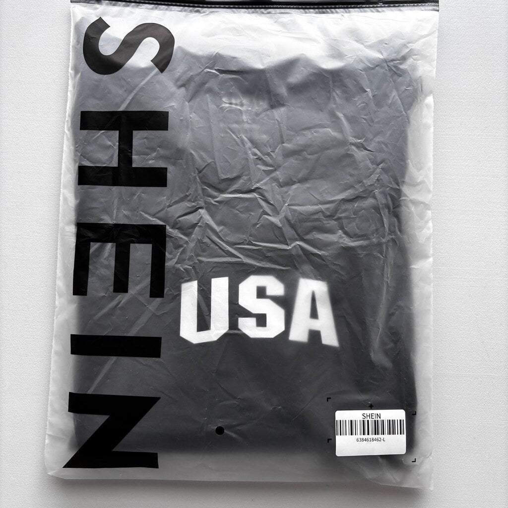 SHEIN Men's Large Black USA T-Shirt Casual Streetwear Bold Graphic Tee NIB