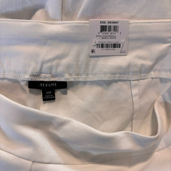 Alfani Plus Size White Tummy-Control Pull On Stretchy Skinny Dress Pants NWT