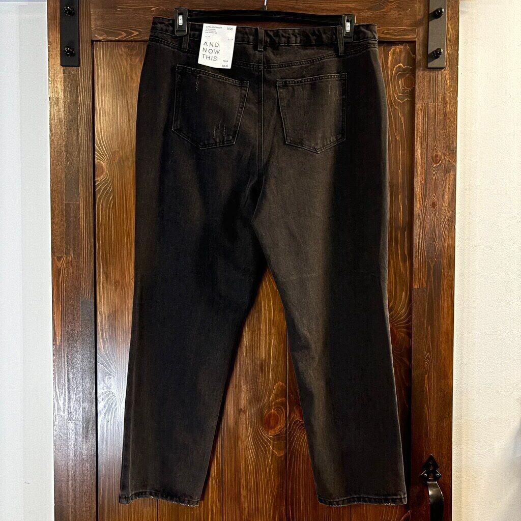 And Now This Plus Size Cotton High Rise Ripped Black Jeans NWT