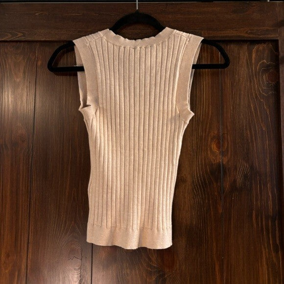 And Now This Women's Size Small Light Beige Ribbed Sleeveless Sweater Tank NWT