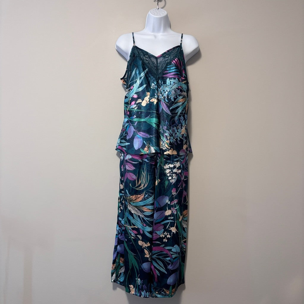 Linea Donatella Women's Turquoise 2-Pc. Cropped Satin Pajamas Set NWT