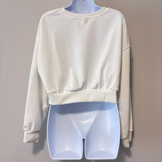 Shein Women's Size Large Cream "Love Yourself" Cropped Pullover Sweater NIB