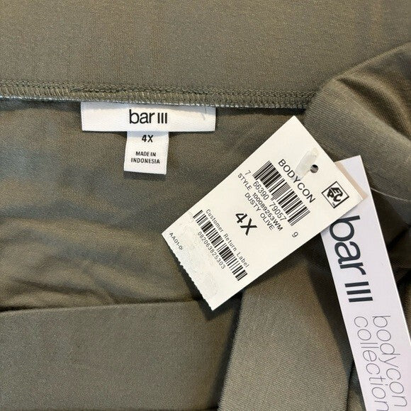 Bar III Women's Plus Size Olive Green Bodycon Jersey Midi Skirt, NWT