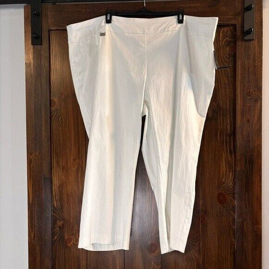 Alfani Plus Size White Tummy-Control Capri Stretchy Dress Pants NWT
