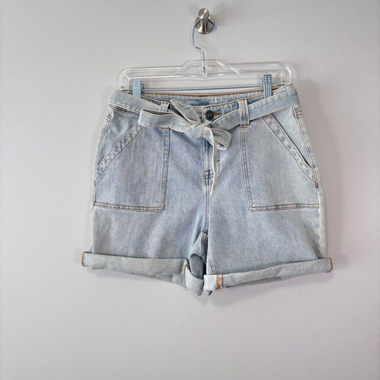 Style & Co. Women's 6 Mid-Rise Belted Cuffed Light Wash Denim Shorts NWT