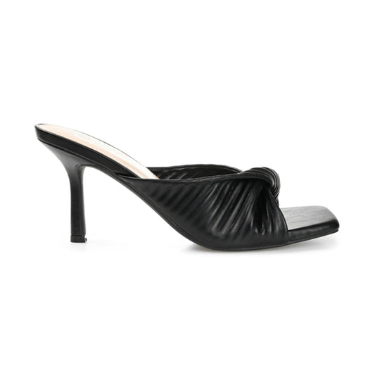 Journee Collection Women's 9 Black Greer Pleated Sandals / Heeled Shoes NIB