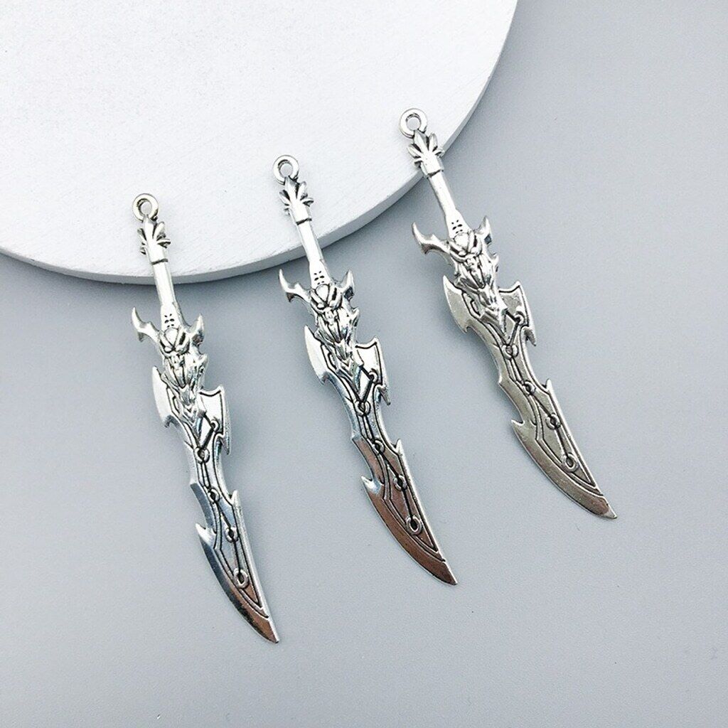 Gothic Abyssal Reaper Blade Alloy Pendant for Jewelry, Crafts & Cosplay NWT
