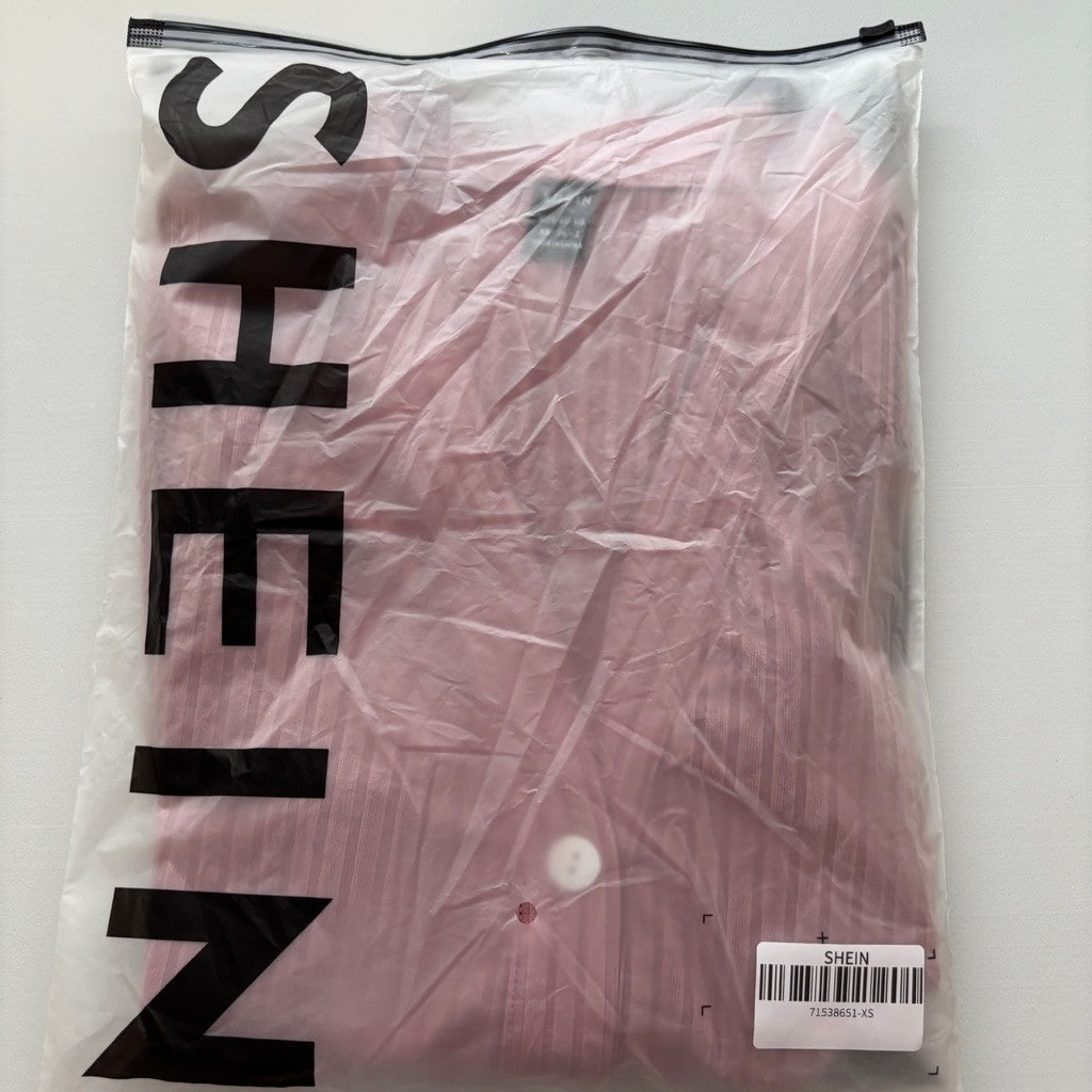 Shein Women's Size Extra Small Pink Long Sleeve Button-Down Casual Shirt NIB