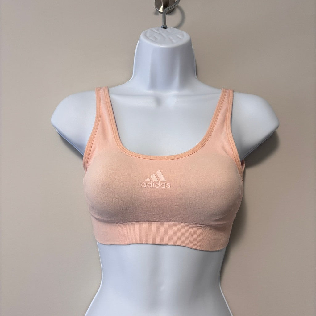Adidas Women's Size XS Light Pink Seamless Scoop Medium Impact Lounge Bra NWT