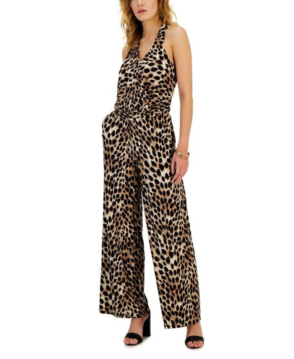 INC International Concepts Women's Size XS Ombre Cheetah Halter Jumpsuit NWT