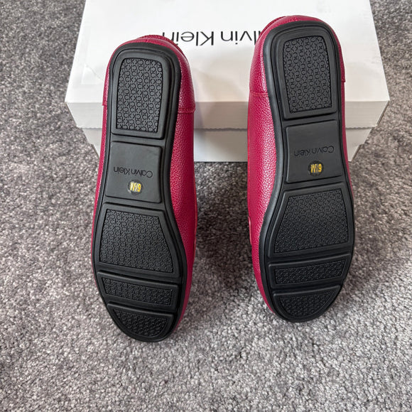 Calvin Klein Women's 6.5 Dark Red Vegan Leather Slip-On Loafers NIB