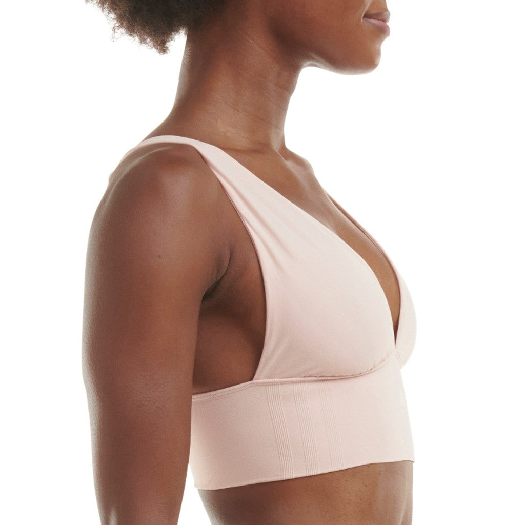 Adidas Women's Small Light Pink Longline Plunge Light Support Sports Bra NWT