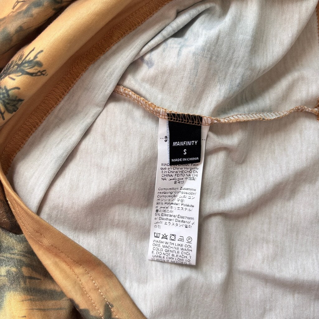 SHEIN Men's Size Small Beige and Black Mountain Graphic Short Sleeve Tee NIB