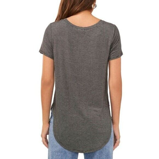 Vince Camuto Women's Medium White and Black High-Low Boat-Neck T-Shirt NWOT