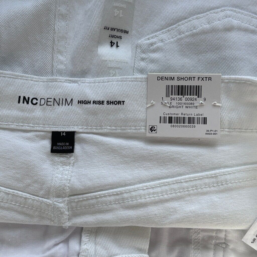 INC International Concepts 14 White High-Rise Denim Shorts NWT