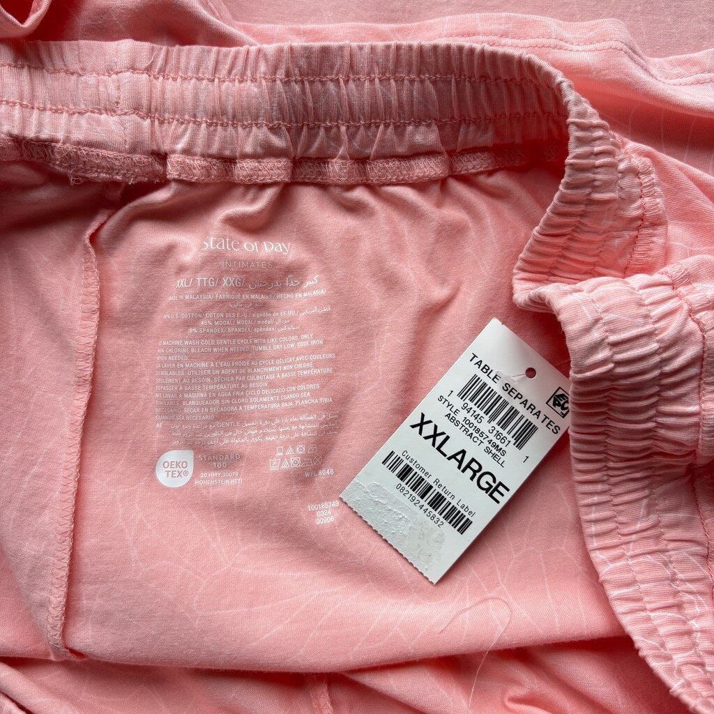 State of Day Women's Pink & White Printed Soft Knit Sleep Shorts NWT