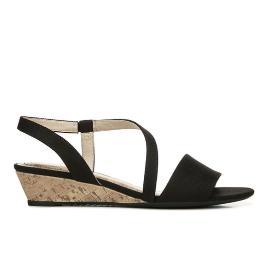LifeStride Women's Size 6.5 Black Yasmine Strappy Wedge Sandals NIB