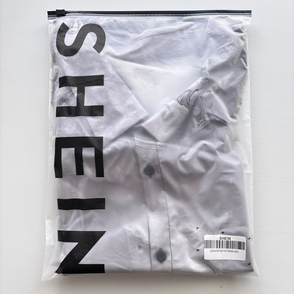 SHEIN Men's Big & Tall 6XL Printed Shirt Button Front Casual Short Sleeve NIB