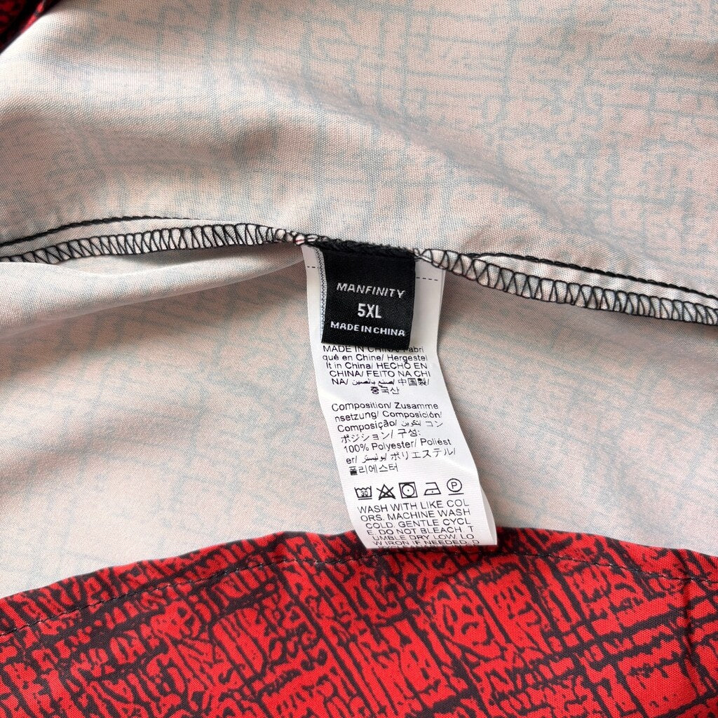 SHEIN Size 5XL Red Black Grid Pattern Button-Up Men's Short Sleeve Shirt NIB