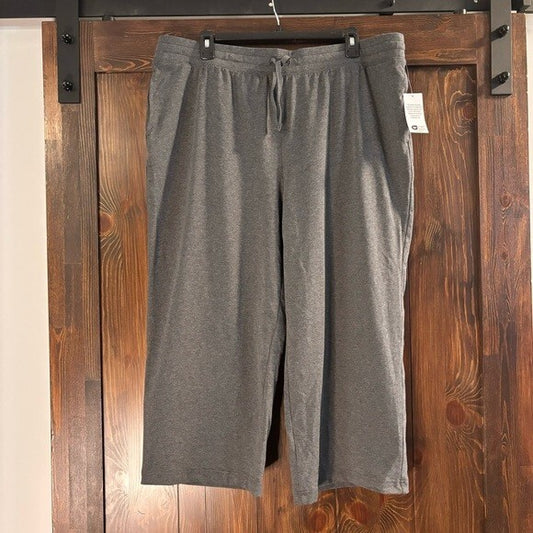 Karen Scott Knit Pull on Dark Grey Capri Pants with an Draw-String Waist NWT