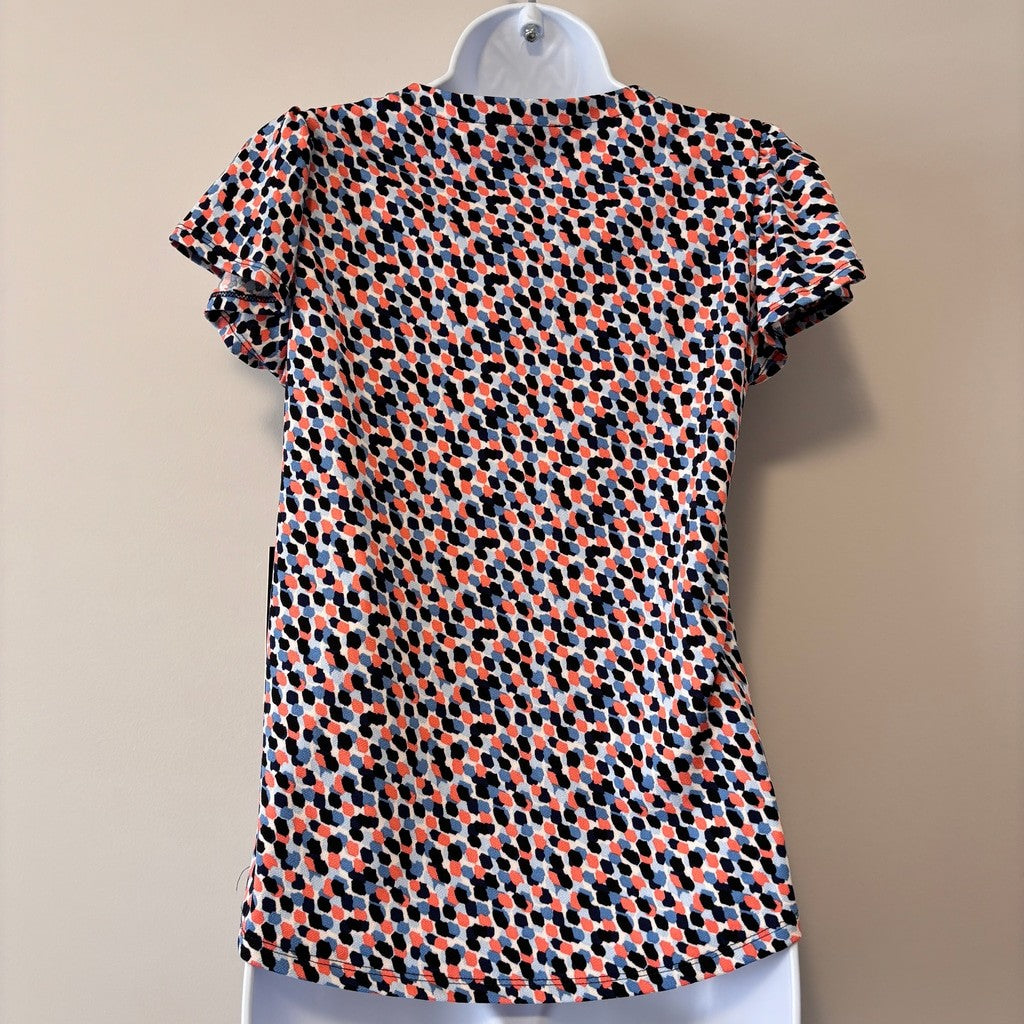 Jones New York Women's Petite Printed Flutter-Sleeve Top NWT