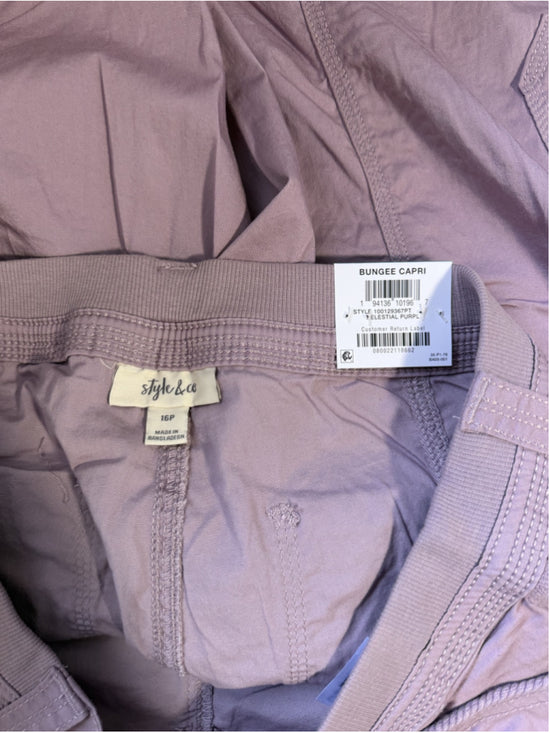Style & Co. Women's 16 Petite Purple Bungee Capri Cargo Pants NWT