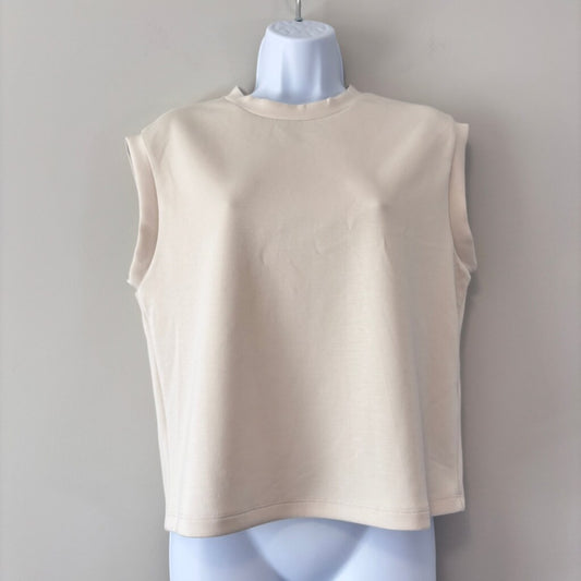 And Now This Women's Small Beige Scuba Crewneck Sleeveless Top - Super Soft! NWT