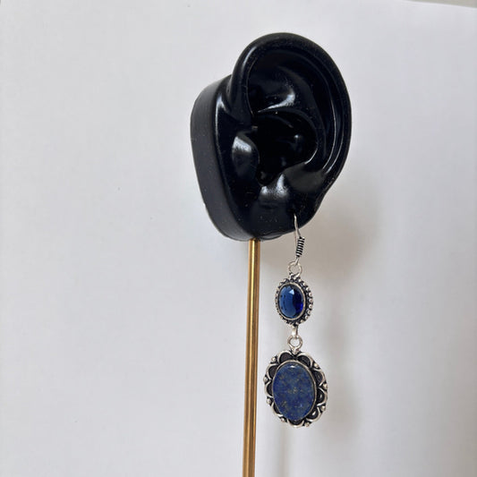 Lapis Lazuli and Tanzanite Drop Dangle Earrings 925 Sterling Silver NWT