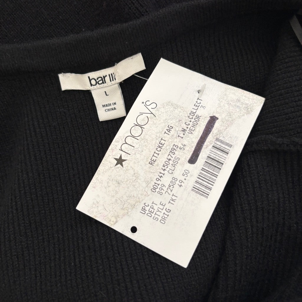 Bar III Women's Size Large Strapless Twist-Detail Black Midi Sweater Dress NWT