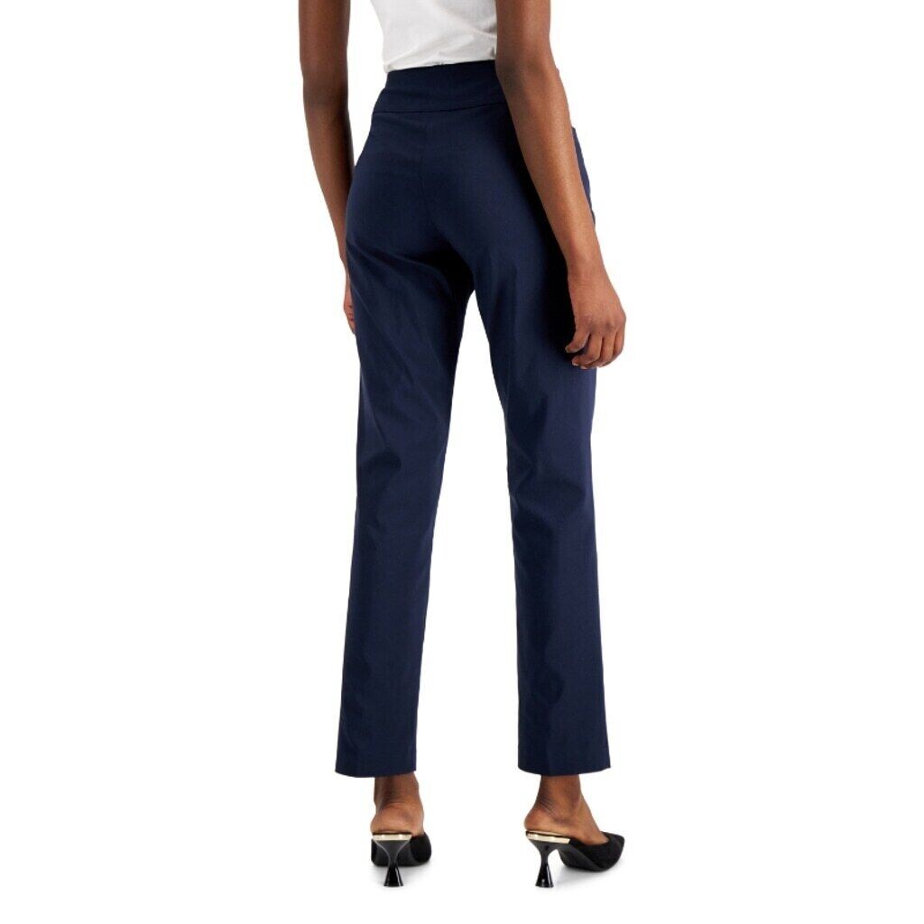 Alfani Women's Petite Navy Blue Tummy Control Straight Leg Dress Pants NWT