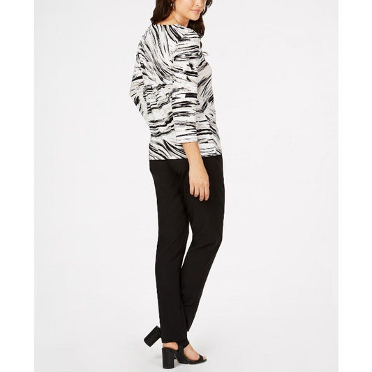 JM Collection Women's Extra Large Petite Printed 3/4 Sleeve Jacquard Top NWT.