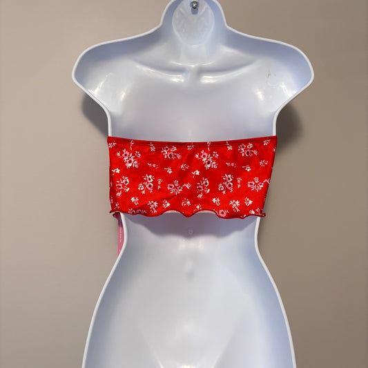 Shein Women's Size Medium Red Floral Strapless Crop Top - Western Vibe NIB