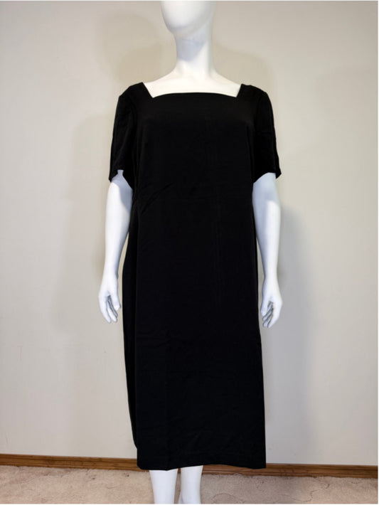 Rafaella Plus Size 22W Black Square Neck Short Sleeve Formal Dress NWT