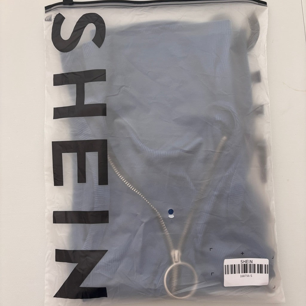 Shein Women's Size Small Blue Ribbed Zip-Front Tank Top NIB