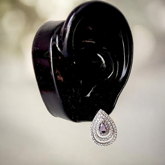 Women's Silver & Purple Cubic Zirconia Sparkly Earrings NWT