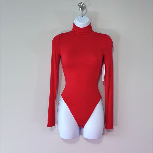 Bar III Women's Size XXS Cherry On Top Red Turtleneck Bodysuit NWT