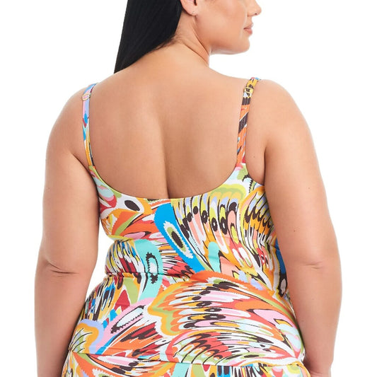 Bleu by Rod Beattie Plus Size Women's Colorfully Printed Tankini Top NWT