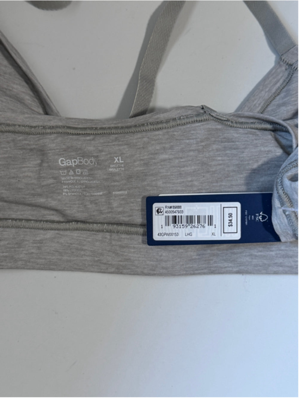 GAP GapBody Women's Gray Breathe Full Coverage Bralette NWT