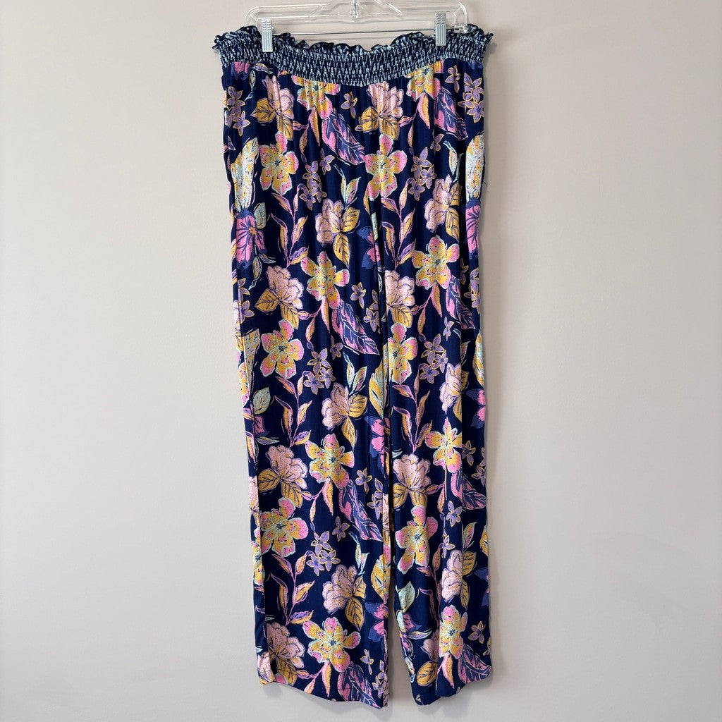 Roudelain Size Women's 2-Pc. Blue Smocked Cami & Pants Pajama Set NWT