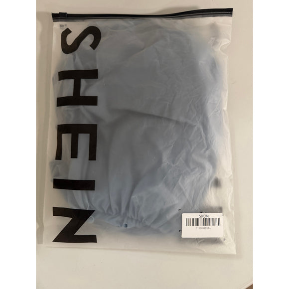 Shein Women's Large Drapey Sheer Romantic Blue Asymmetrical Top NWT