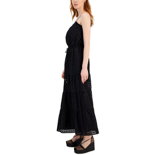 I.N.C. International Concepts Women's Large Cotton Eyelet Black Maxi Dress NWT