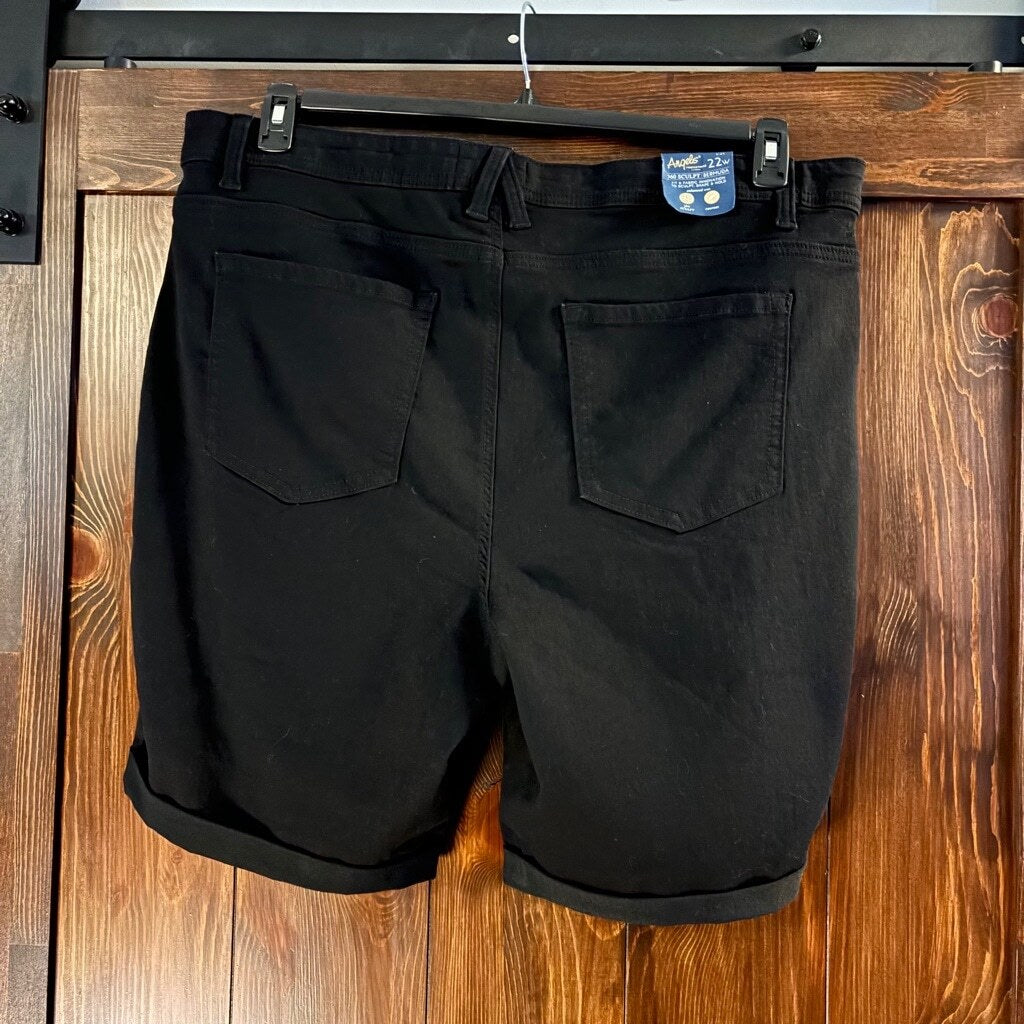 Angels Forever Plus Size 22W 360 Sculpt Mid Thigh Black Jean Shorts NWT