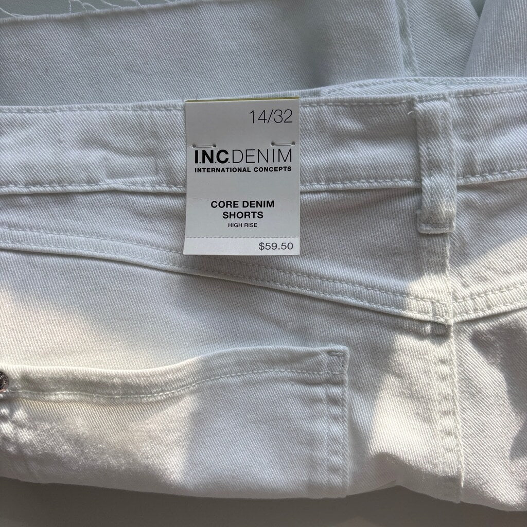 INC International Concepts 14 White High-Rise Denim Shorts NWT