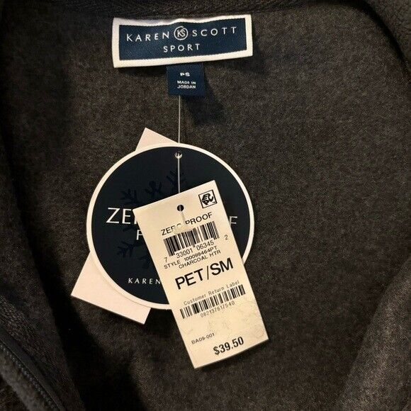Karen Scott Petite Grey Princess-Seam Zeroproof Zip-Front Vest NWT