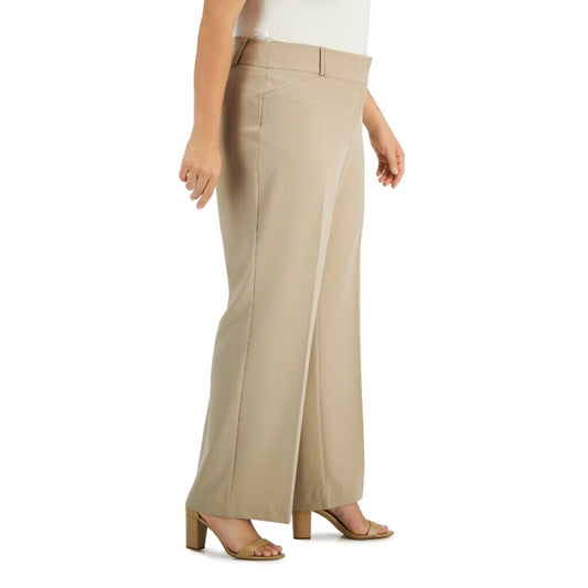 Alfani Women's Plus Size 24W Beige Curvy Bootcut Tummy-Control Dress Pants NWT